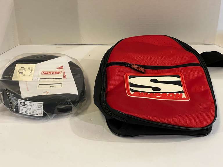 Lined Simpson racing helmet bag, also includes a Simpson Nomex neck brace, see for details. image