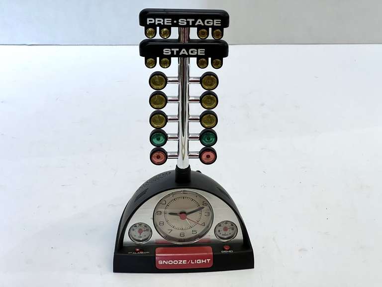 Drag Racing Starting Lights Bedside Tabletop Alarm Clock with Thermometer and Humidity Gauge, see pictures for details. image