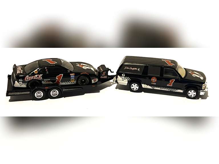 Limited edition, Dale Earnhardt Coca-Cola car/truck, tow trailer, and stock car replica. See pictures for details. image