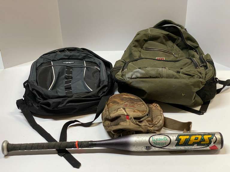 Aluminum Louisville slugger, also includes backpacks, and camo hunting bag, see pictures for details. image