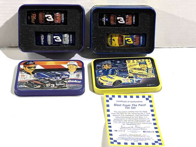 Dale Earnhardt diecast cars with collectible tins, set of two with two cars each, see pictures for details. image