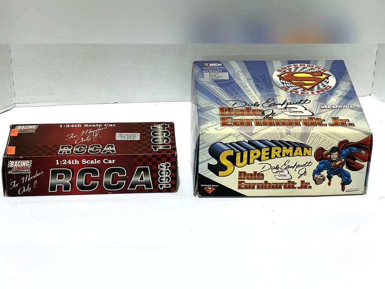Neal Bonnet stock car replica, also includes a Dale Earnhardt Jr. Superman pit wagon coin bank, both come in original box, see pictures for details. image