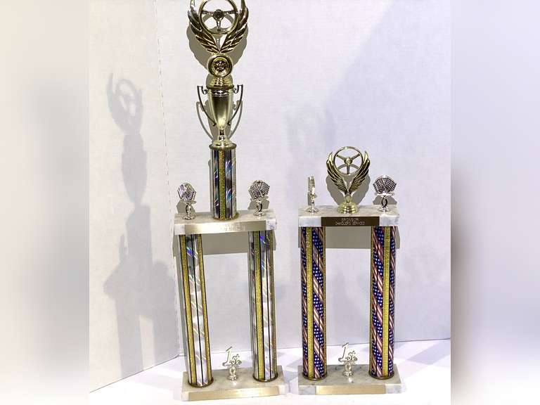 Large car club trophies, these pieces are in good shape and can be repurposed, see pictures for details. image
