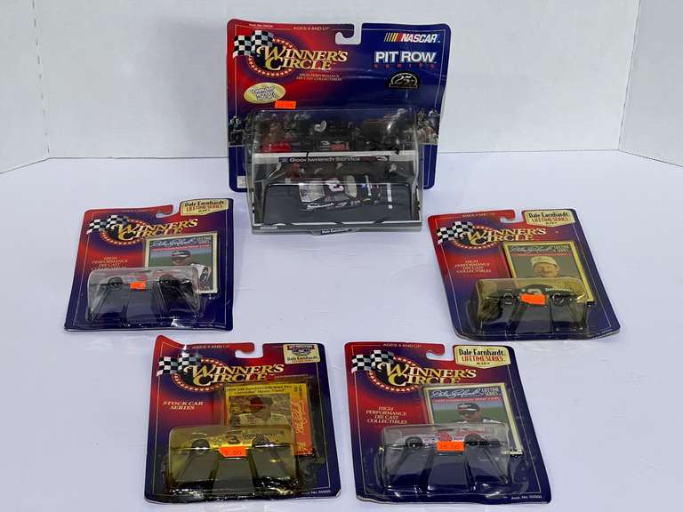 Assorted diecast stock car miniature replicas, featuring Dale Earnhardt, five pieces, all pieces are still in original packaging, see pictures for details. image