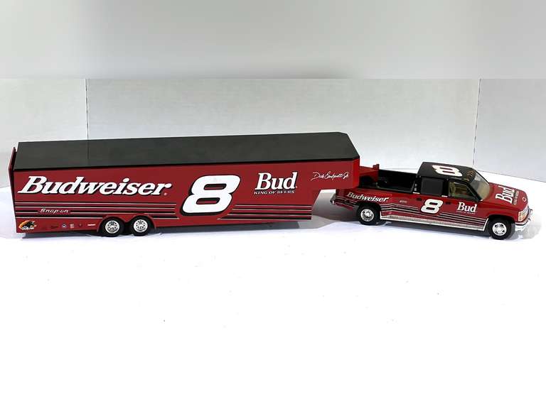 Diecast replica of Dale Earnhardt Jr.'s #8 Budweiser Show  trailer/transport, see pictures for details. image