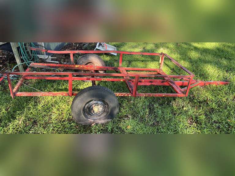 Back…Small utility trailer frame, needs decking, see pictures for details. image