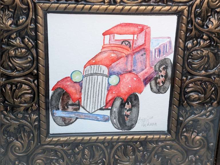 NICELY FRAMED SIGNED ART, OLD TRUCK