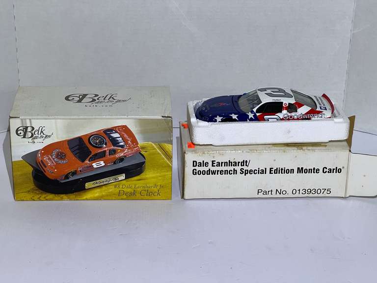 Dale Earnhardt Goodwrench special edition diecast Monte Carlo, comes in original box, also includes a Dale Earnhardt Jr. desk clock with stand from Belk. see pictures for details image