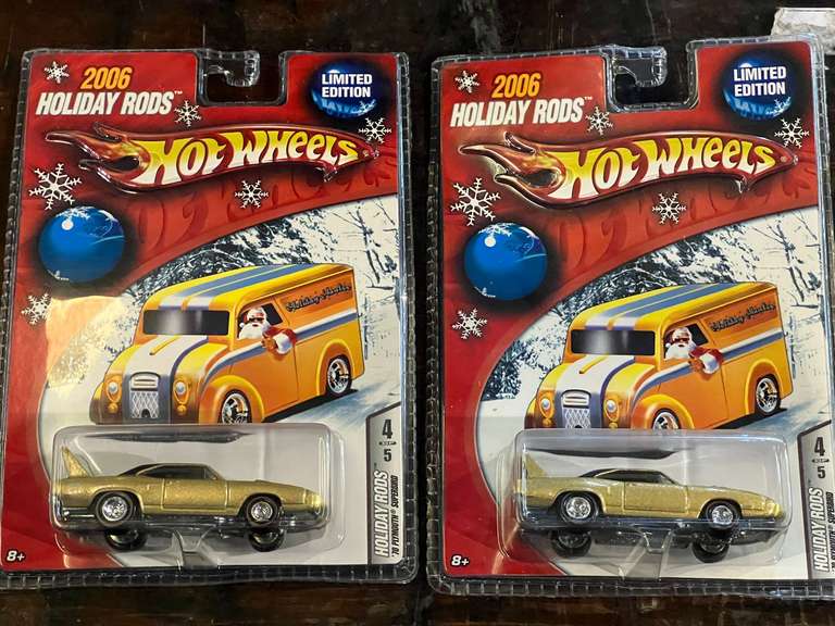 HotWheels limited edition diecast “Holiday Rods”, set of two, still in original packaging, see pictures for details. image