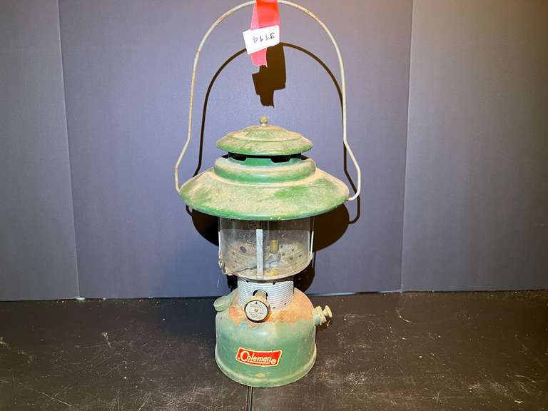 S2… Vintage Coleman lantern with original Pyrex glass chimney, see pictures for details. image