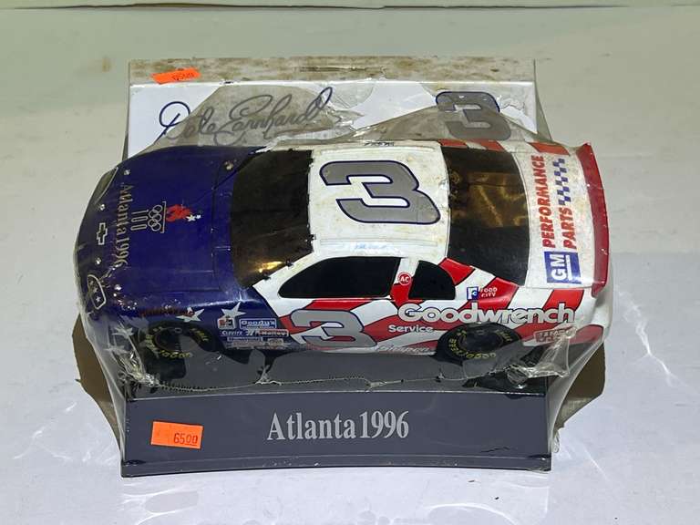 Dale Earnhardt, 100 Atlanta 1996, stock car replica with stand, still in original packaging, see pictures for details. image