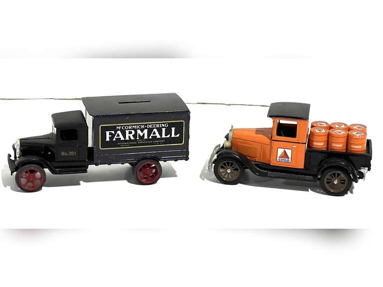 Diecast vintage Citgo truck, also includes a diecast McCormick – Deering Farmall coin bank, see pictures for details. image