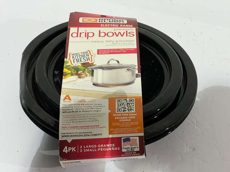 Electric range drip bowls, set of four, still in original packaging, see pictures for details. image