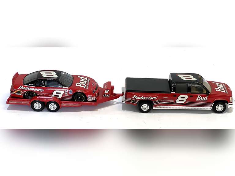 Dale Earnhardt Jr. #8 Budweiser 1999 Crew Cab Car Trailer Collection diecast set. See pictures for details. image