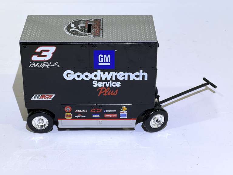Dale Earnhardt, GM Goodwrench Plus #3 diecast pit wagon replica coin bank, see pictures for details. image