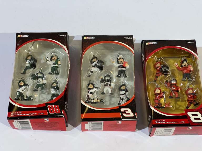 Dale Earnhardt/Dale Earnhardt Jr. Collectible mini ornaments, three boxes, still in original packaging, see pictures for details. image