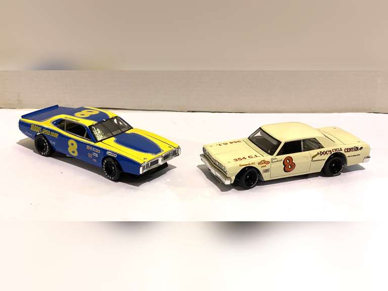 Diecast stock car replicas, two pieces, see pictures for details. image