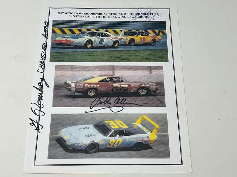Winged Warriors/NBOA 2007 national meet, “An Evening With the Real Winged Warriors”, “Bobby Allison” this piece is autographed, believed to be real, (not authenticated), please inspect for yourself, see pictures for details. image