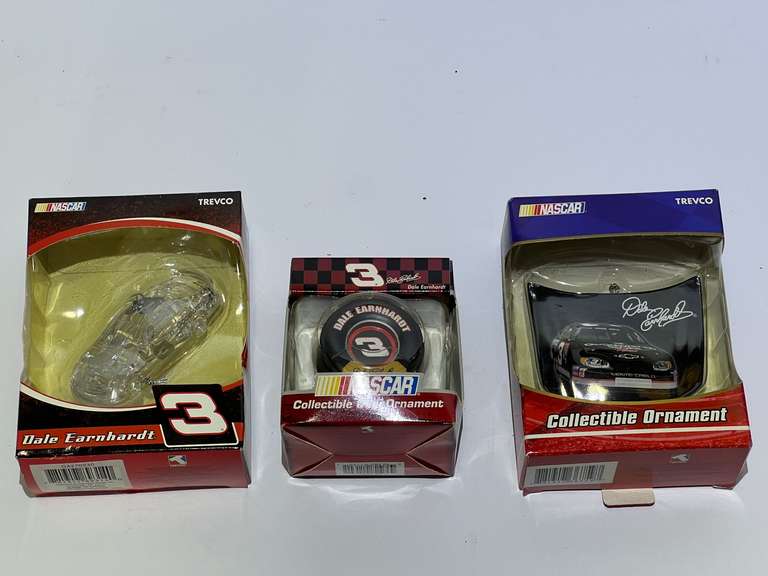 Dale Earnhardt collectible ornaments, set of three, still in original packaging, see pictures for details. image