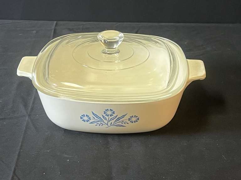 KIT… Corningware 1 qt casserole dish with lid, blue cornflower pattern, see pictures for details. image