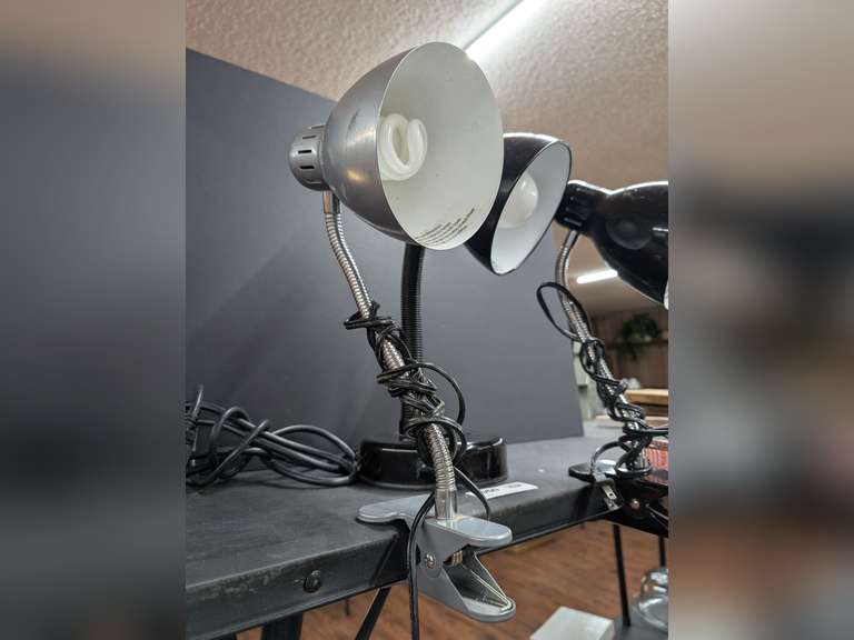 ADJUSTABLE DESK LAMPS INCLUDING PAIR OF CLAMP ON