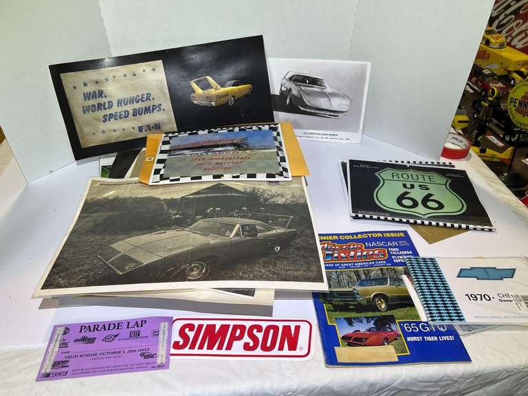 Assorted souvenir posters, calendars, vintage magazines, and more. There are some autographs throughout, (not authenticated), see pictures for details. image