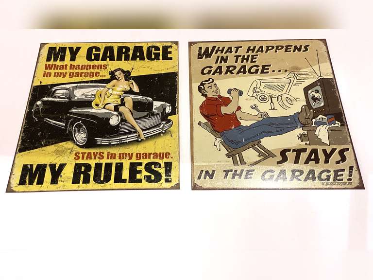 Vintage sign replicas, two pieces, see pictures for details. image