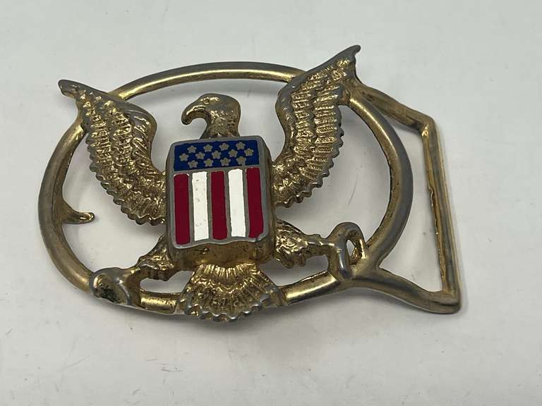 Vintage American Eagle gold tone belt buckle, see pictures for details. image