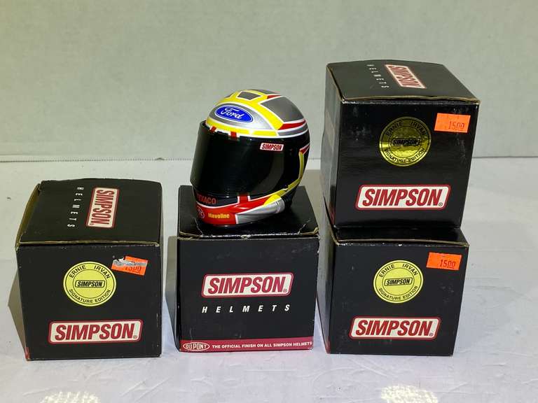 Simpson,  Ernie Irvan helmet replicas, set of four, see pictures for details. image