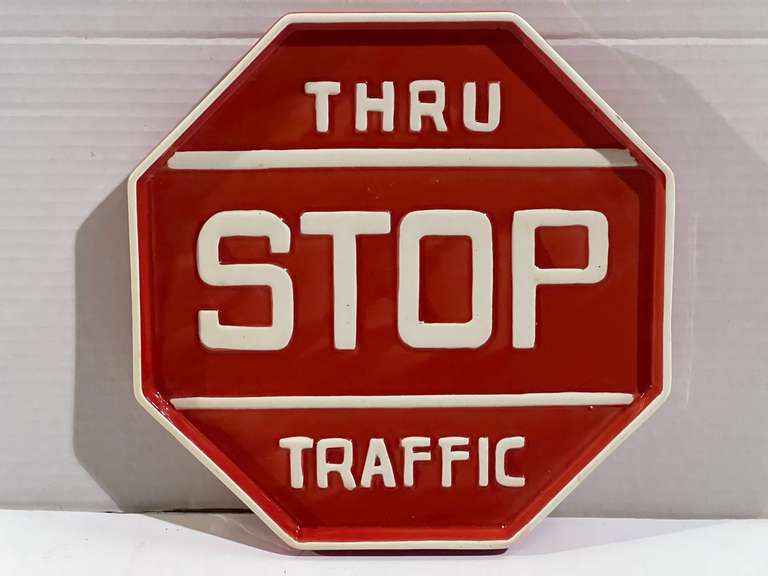 Ceramic stop sign decor, see pictures for details. image