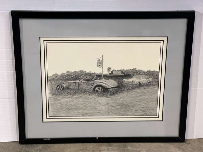 Framed and matted print by Ian E Jones, "They Don’t Make um Like They Used To”, this piece is signed and numbered, 130/500, see pictures for details. image