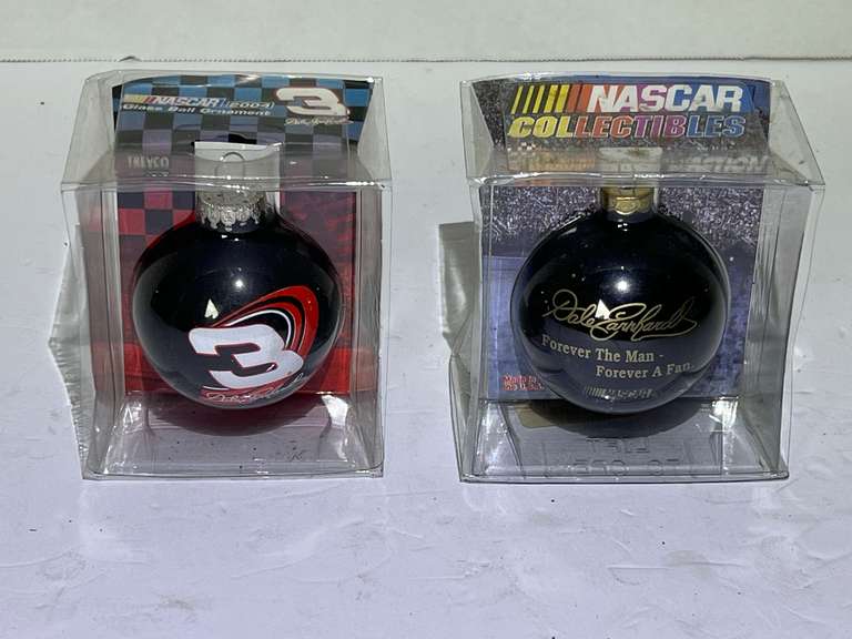 Dale Earnhardt glass ball ornaments, set of two, see pictures for details. image