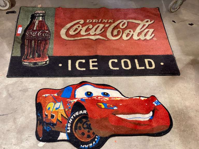 Coca-Cola and small Lightning McQueen area rug, see pictures for details. image