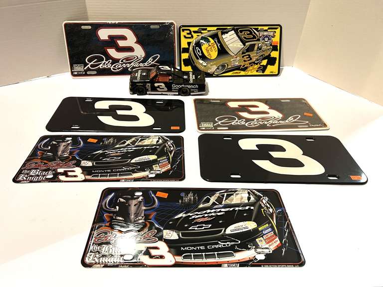 Mike Skinner diecast coin bank, also includes assorted Dale Earnhardt car plates, see pictures for details. image