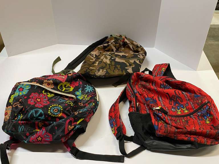 Backpacks, three pieces, see pictures for details. image