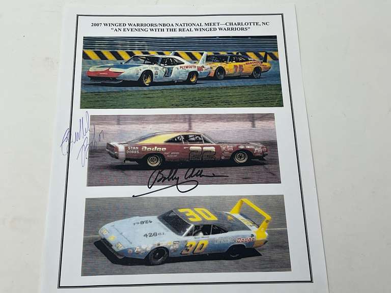 Winged Warriors/NBOA 2007 national meet, “An Evening With the Real Winged Warriors”, “Bobby Allison” this piece is autographed, believed to be real, (not authenticated), please inspect for yourself, see pictures for details. image