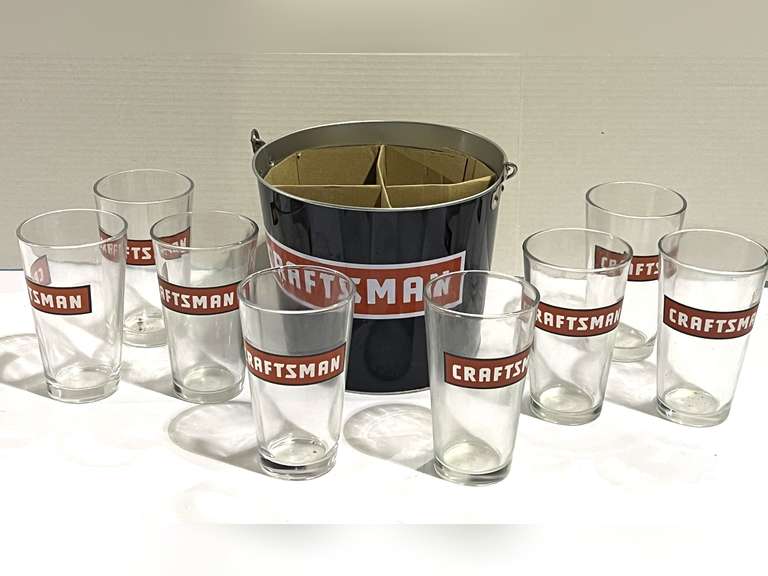Craftsman glassware, set of eight, comes with Craftsman bucket, see pictures for details. image