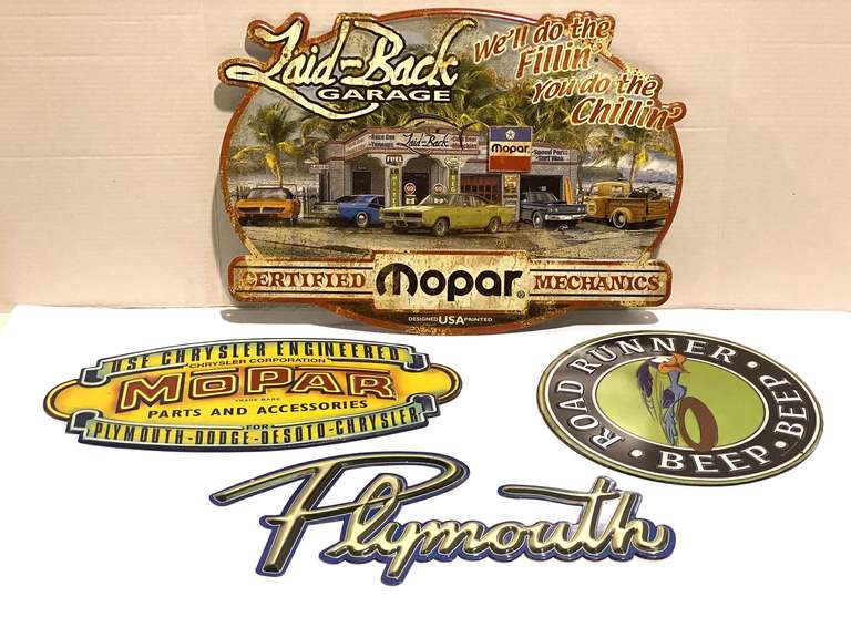 Vintage sign replicas, four pieces, see pictures for details. image