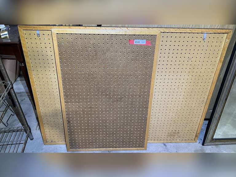 Framed peg boards, two pieces, see pictures for details. image
