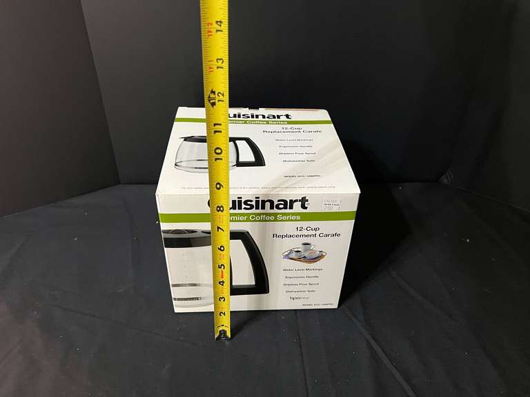 LR… Cuisinart 12 cup replacement coffee carafe, still new in the box, see pictures for details.