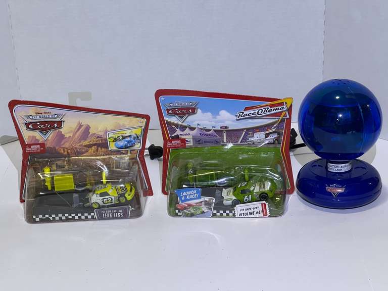 Disney Pixar, The World of Cars, “Race O Rama”, and Launch and Race!”, both are still in original packaging, also includes a Disney Pixar Cars bedside lamp, see pictures for details. image
