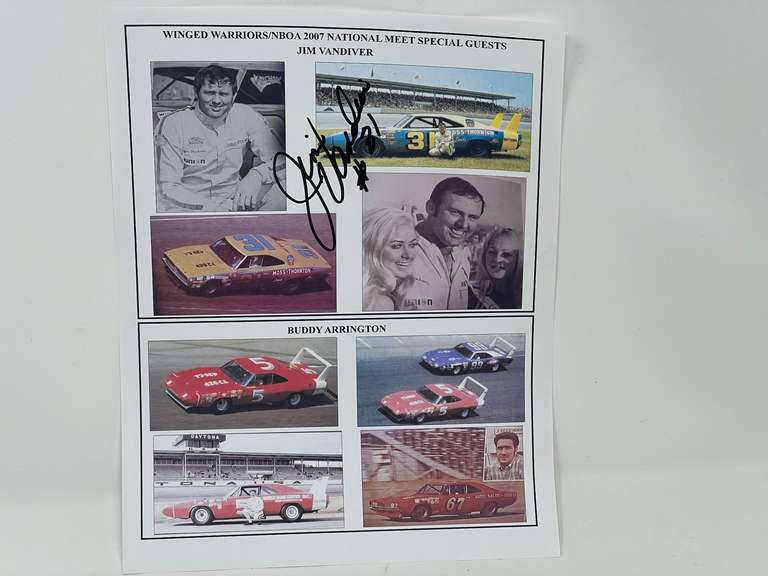 Winged Warriors/NBOA 2007 national meet special guests, Jim Vandiver, this piece is autographed, believed to be real, (not authenticated), please inspect for yourself, see pictures for details. image