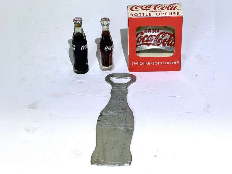 Vintage Coca-Cola bottle openers, and two Coke replicas, see pictures for details. image