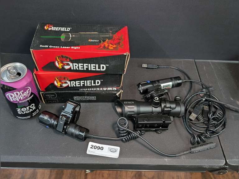 TACTICAL RIFLE MOUNT FLASHLIGHTS AND SIGHT, BOXES ONLY CONTAIN ALLEN WRENCHES / ACCESSORIES