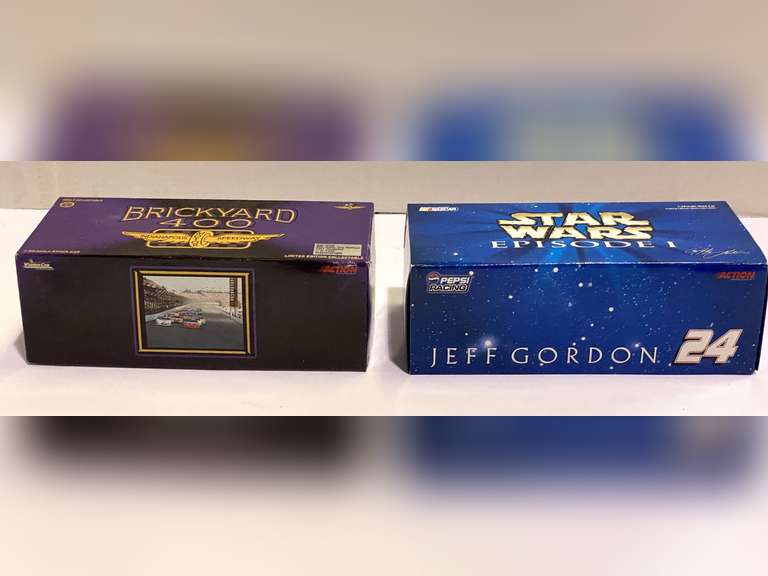 Limited edition collectibles to include Brickyard 400 stock car replica, still new in the box, and Star Wars #24 stock car replica, still new in the box, see pictures for details. image