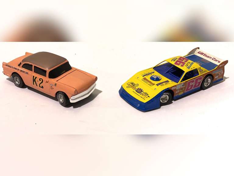 Diecast stock car/dirt track replicas, two pieces, see pictures for details. image