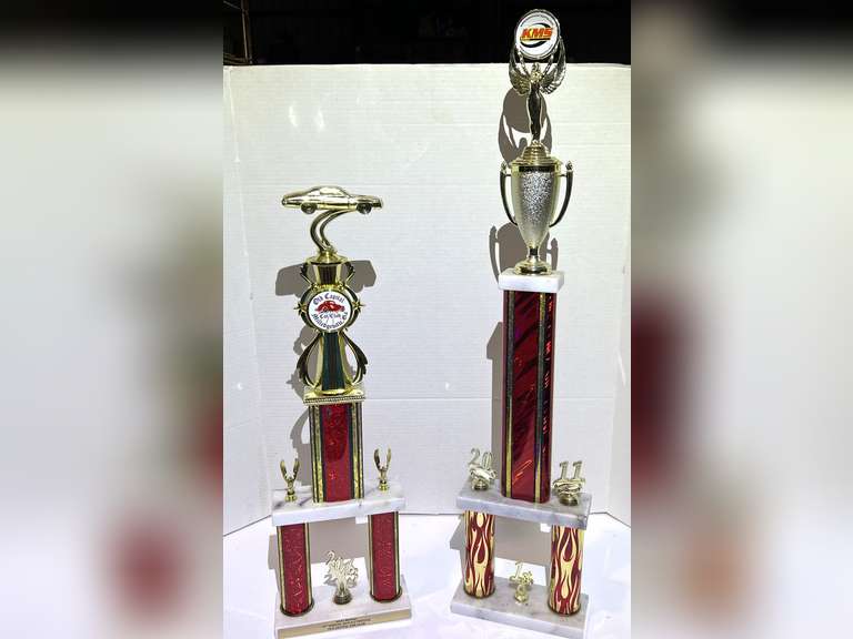 Car club trophies, these pieces are in good shape and can be repurposed, see pictures for details. image
