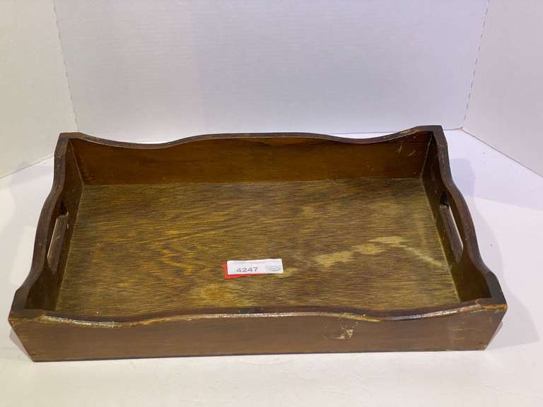 Wooden double handled tray, see pictures for details. image