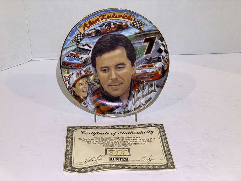 Alan Kulwicki collector plate with holder, comes with certificate of authenticity, see pictures for details. image