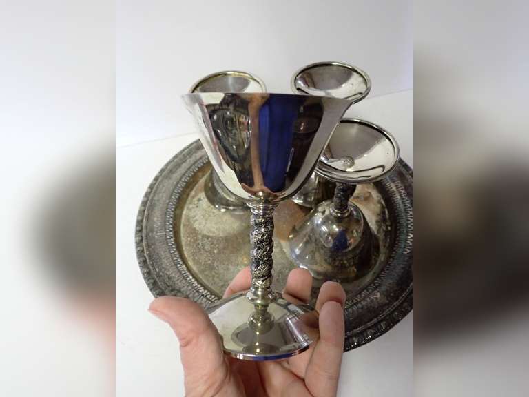 Roma Madrid Silver Plated Cordial Glasses & Silver Plated Tray